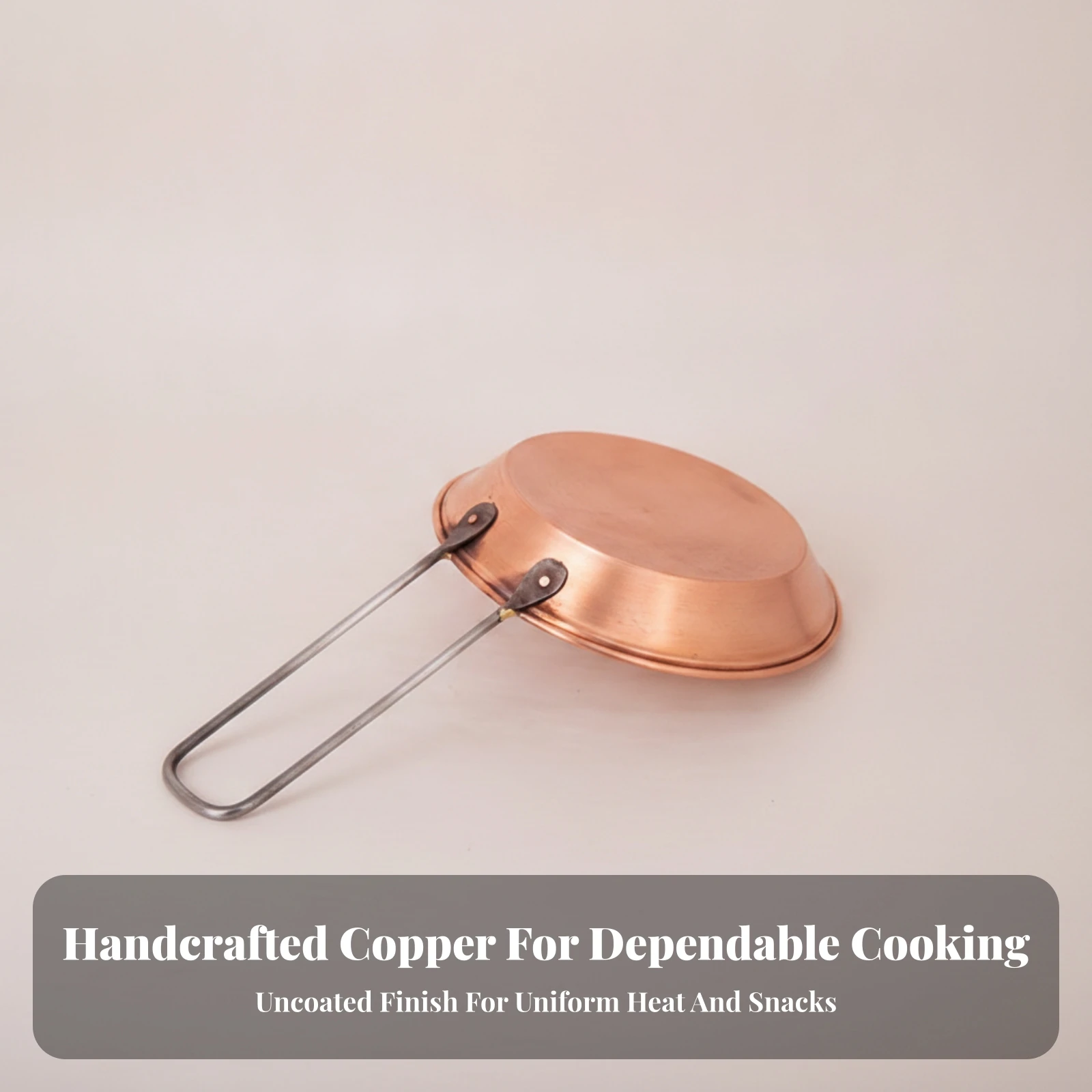 Copper Frying Pan High Heat Conductivity Copper Pan with Metal Handle Uncoated Skillet Gas Range Compatible Cookware Flat Bottom