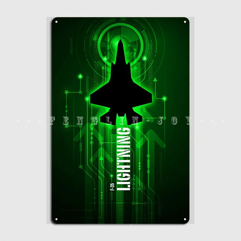 F-35 Lightning Digital Aviation Art Work Metal Sign Cinema Living Room Club Bar Retro Wall Decor Tin Sign Poster