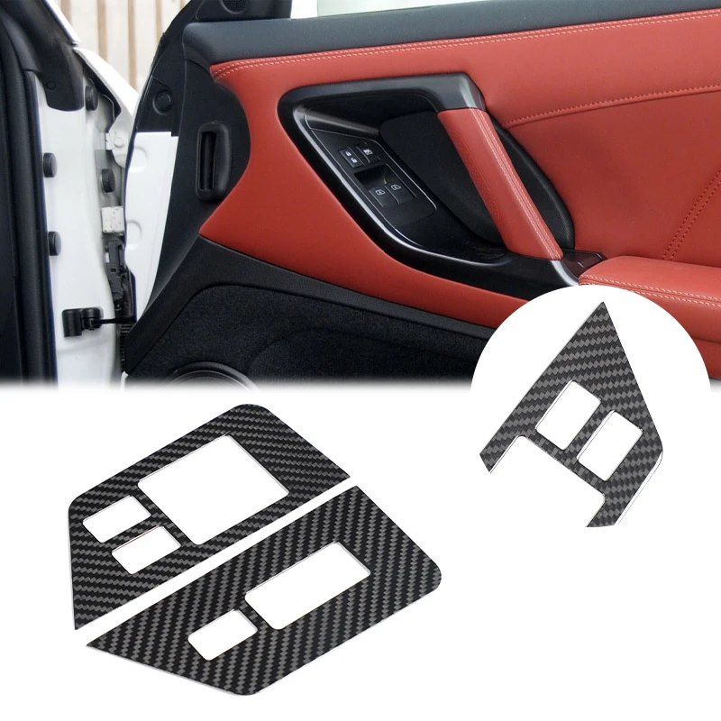 Real Carbon Fiber For Nissan GTR R35 2008-2016 Car Door Glass Lifting Button Decorative Frame Sticker Car Interior Accessories