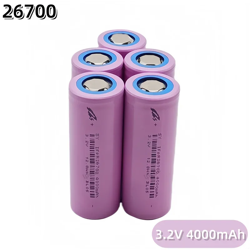 แบตเตอรี่ลิเธียม3.2V 26700ออริจินัล4000mAh เหมาะสำหรับแบตเตอรี่สำรองเช่นไฟฉายกันน้ำแล็ปท็อปของเล่นไฟฟ้า