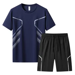 2024 Quick Dry Men's Tracksuit Running Set Outfits Fitness Short Sleeve Sports Suit Gym Clothing Sportswear Conjuntos Masculinos