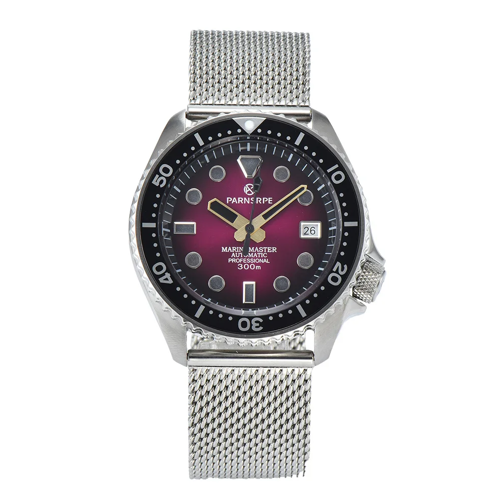 

PARNSRPE 41MM NH35 20bar Men's automatic diving watch Bracelet 3.8 Crown sapphire crystal Luminous pointer