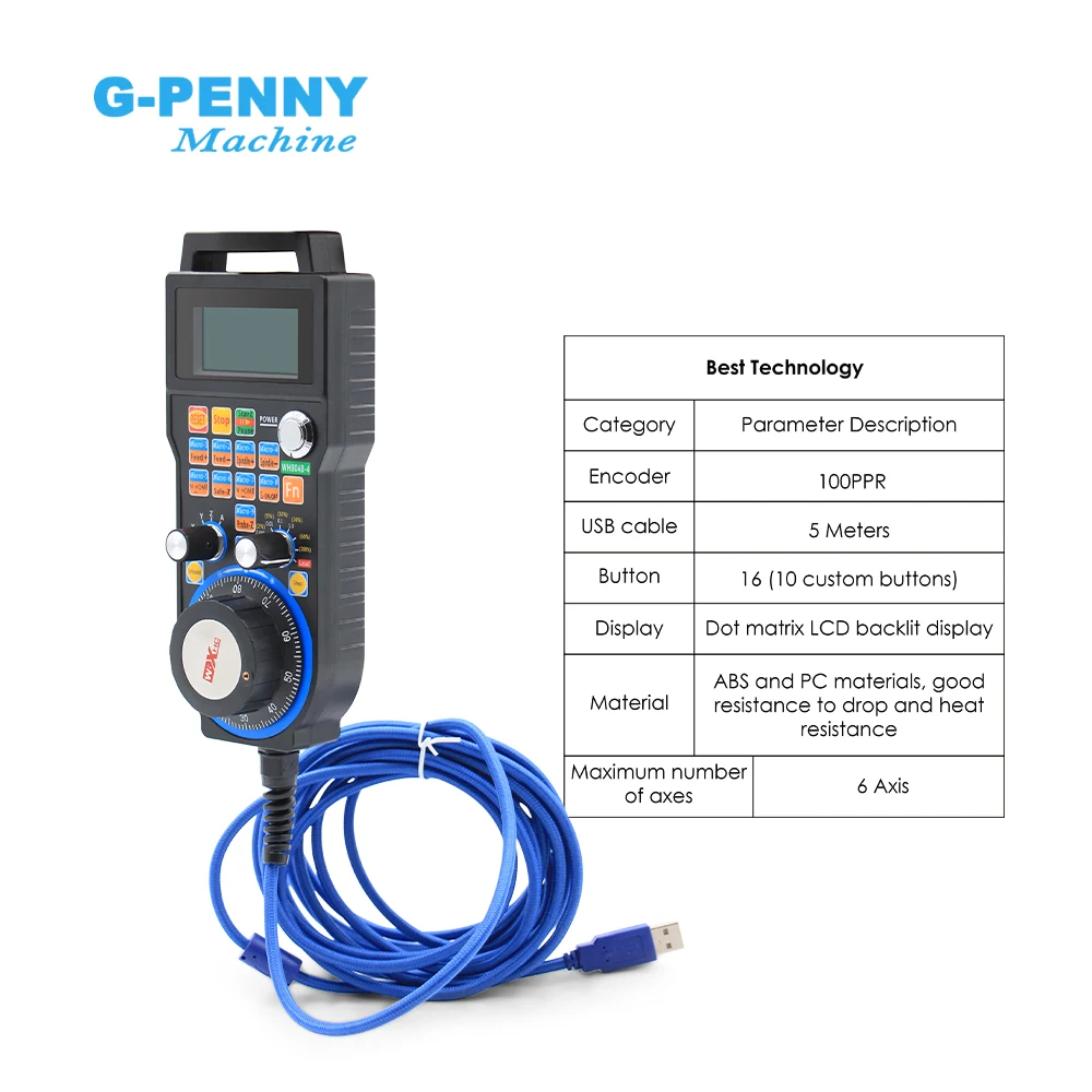 XHC 4 Axis / 6 Axis MACH3 USB CNC Handwheel MPG Manual USB wire cable 5 meters for lathe and turning center CNC Engrave machine