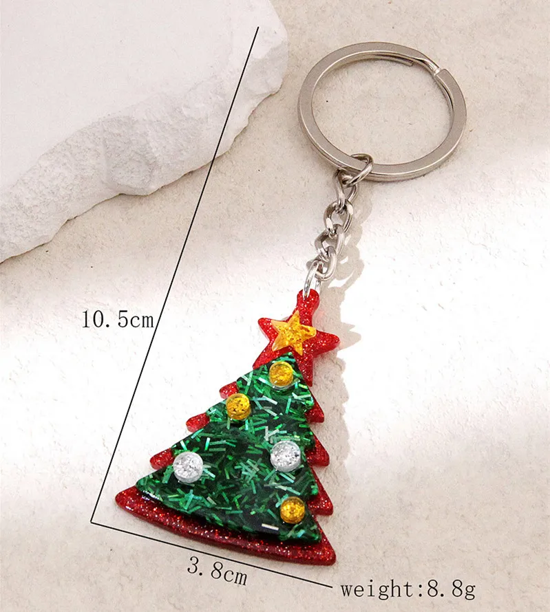 Kymyad Fashion KeyChain For Christmas Gifts Bag Charms Shining Christmas Tree Pendant Key Holder For Women Men Accessories