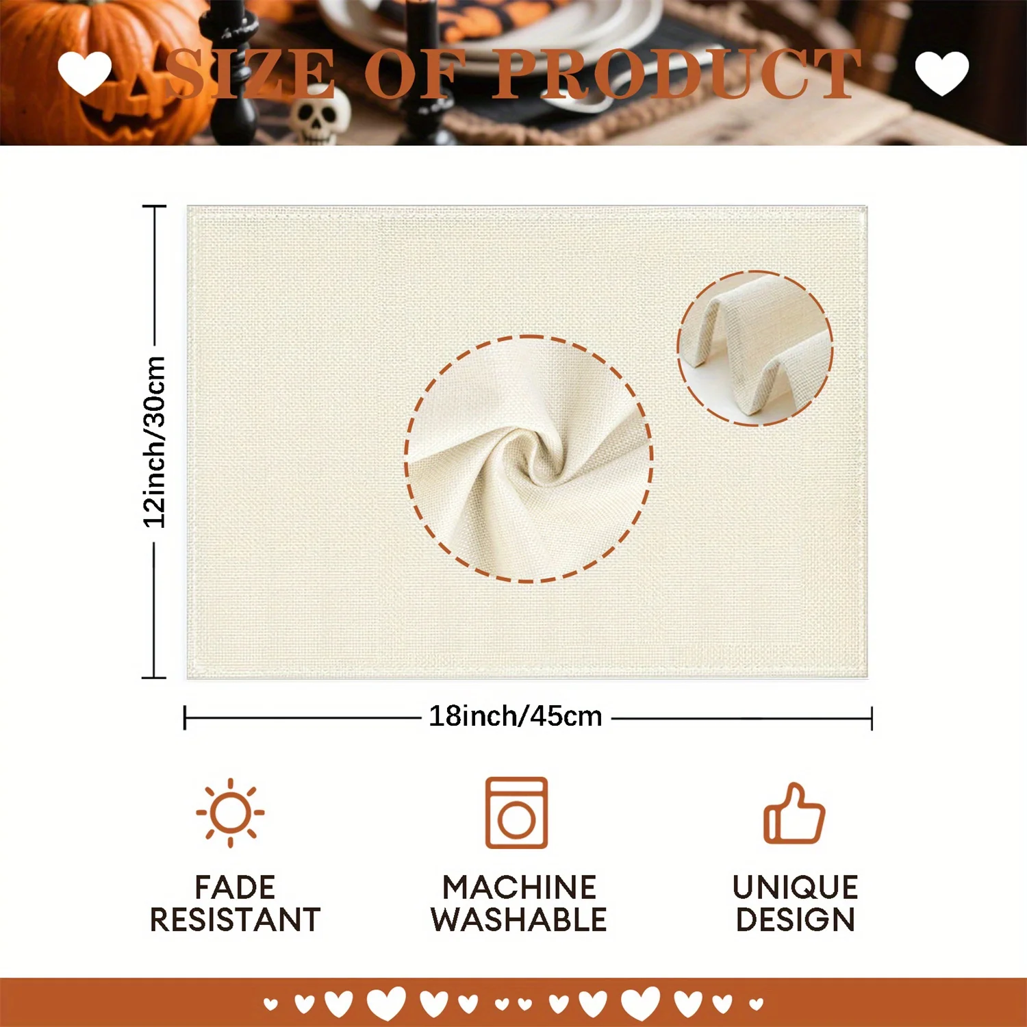 4pcs Happy Halloween Skeleton Spider Web Placemats 12x18 Inch Durable Polyester Table Decor with Spooky Skeleton Web