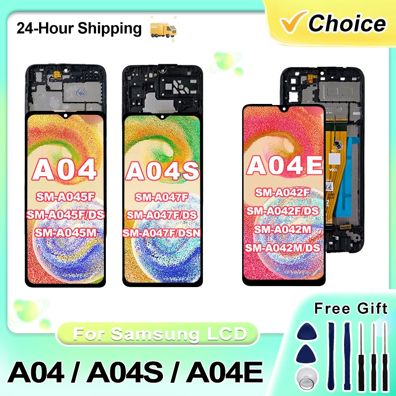Painel IPS para Samsung Galaxy A04e A042F A042, Tela A04 A045, Digitalizador para Samsung A04S A047F A047, Peças de Reparo de Tela