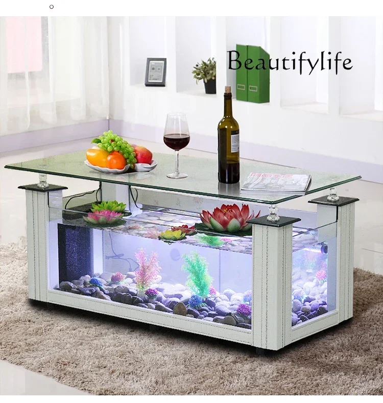 N36 European TV cabinet ecological fish tank aquarium floor-to-ceiling glass bar counter living room coffee table fish tank