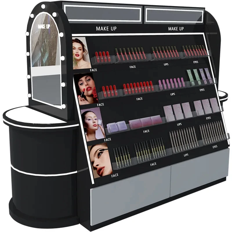 custom.Cosmetics High-end Beauty Shelf Custom Display Rack Commercial Fair Island Simple Style Makeup Display Cabinet Desi