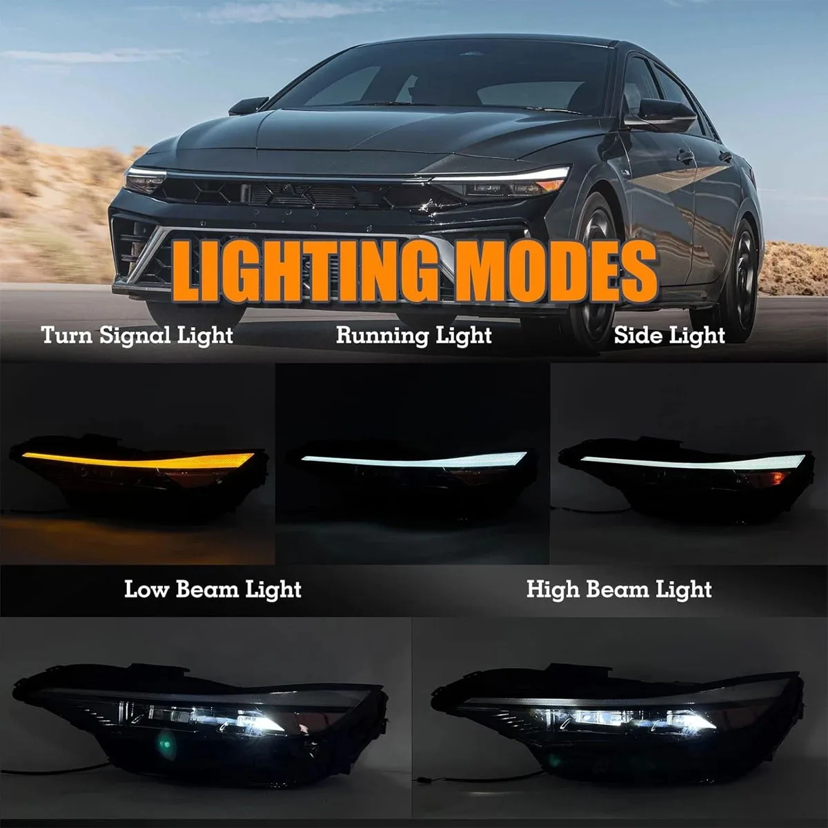 Headlight Assembly LED For Hyundai Elantra Sedan 4-Door 2024 2025 Left or Right Side Head Light Lamp Car DRL Direct Replacement