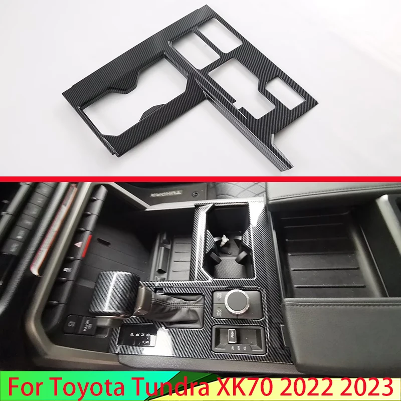 

For Toyota Tundra XK70 2022 2023 Carbon Fiber Style Gear Shift Panel Center Console Cover Trim Frame Styling