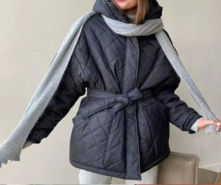 Baumwollmantel mit Kapuze, warme Oberbekleidung, Schnürpullover aus Baumwolle, einzigartiger Street-Fashion-Stil