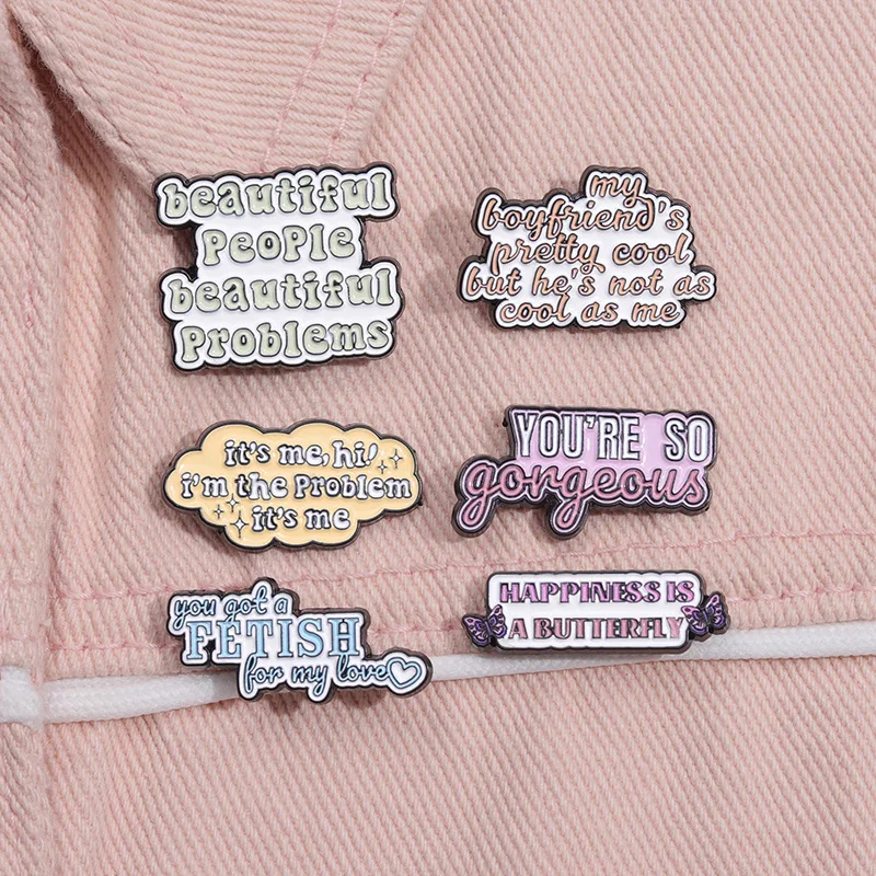 Rainbow English Alphabet Enamel Brooch Cartoon SHAKE IT OFF MILF ALL PANIC NO DISCO Metal Badge Punk Letters Lapel Pins Jewelry