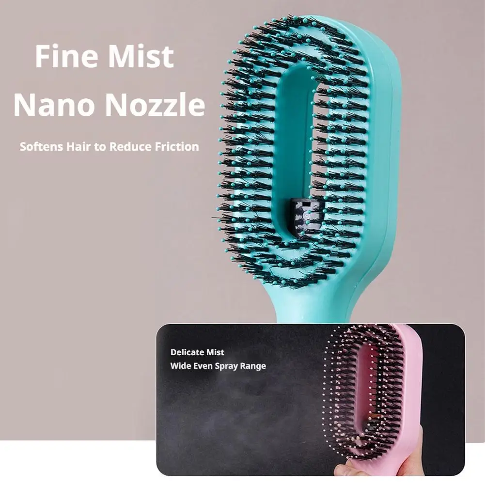 Shunfa Spray Comb Refillable Hair Smoothing Brush Anti-Static Detangling Comb Frizz Control Styling Tool for Hairstyle Care