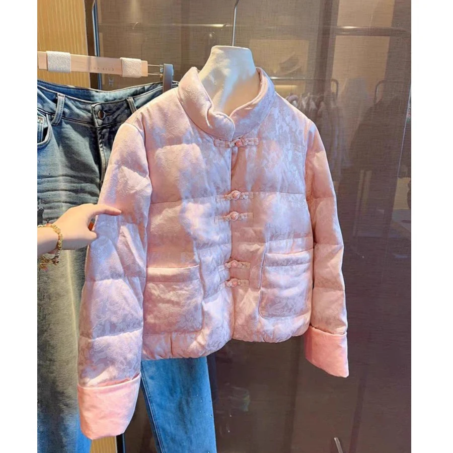 

New Chinese Sle Thiened Winter down Cotton Jaet Women's Coat with Button Design Traditional Tang Costume Outerwear