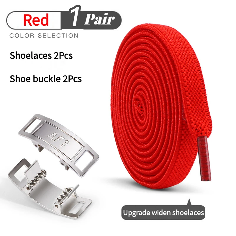 

1 PairMetal AF1 Buckle No Tie Shoe laces Sneakers Elastic Shoelaces Kids Adults 8MM Wide Quick On/Off Shoelaces Shoe Accessories