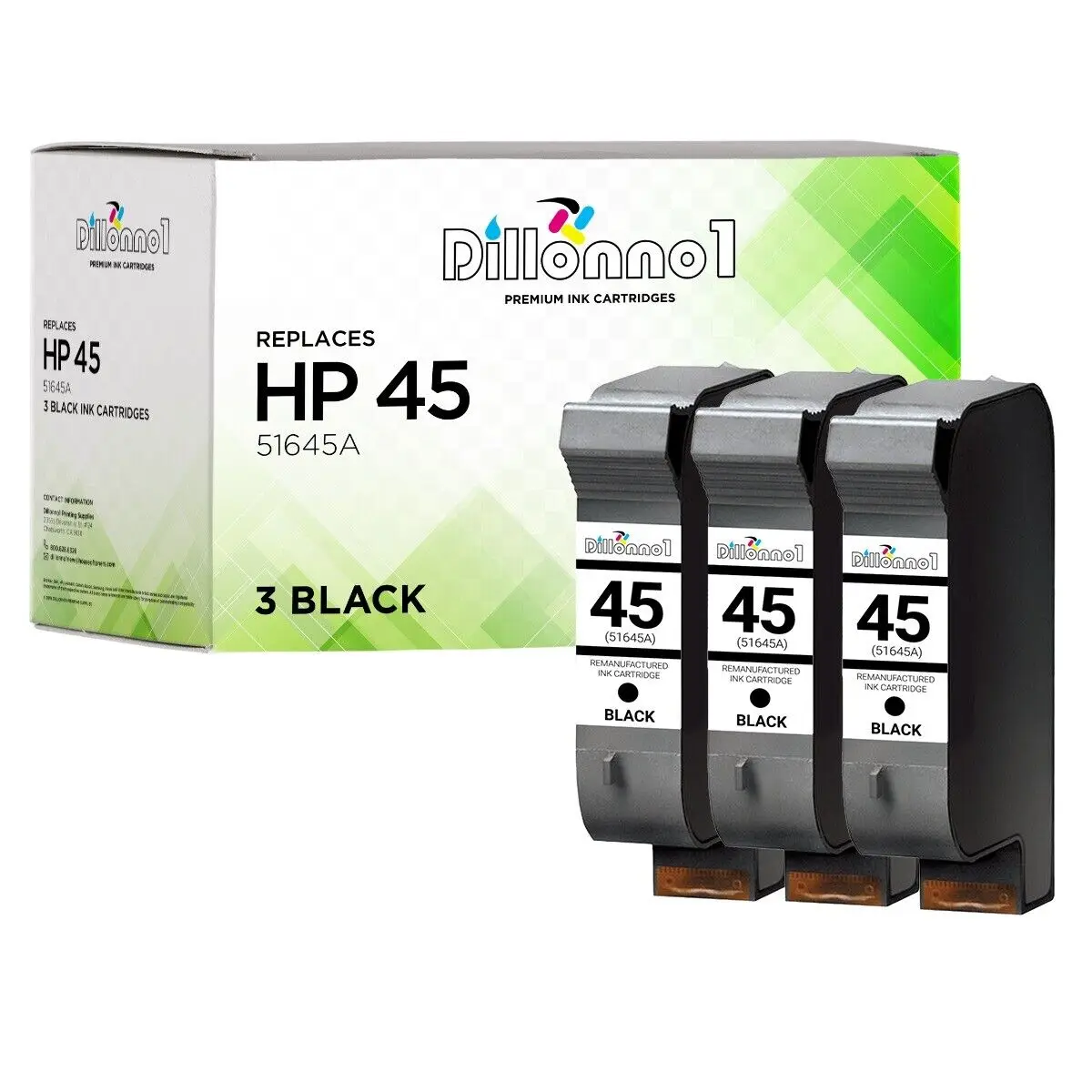 3PK สำหรับ HP 45สำหรับ HP45สำหรับตลับหมึก HP 51645A สีดำ42ml