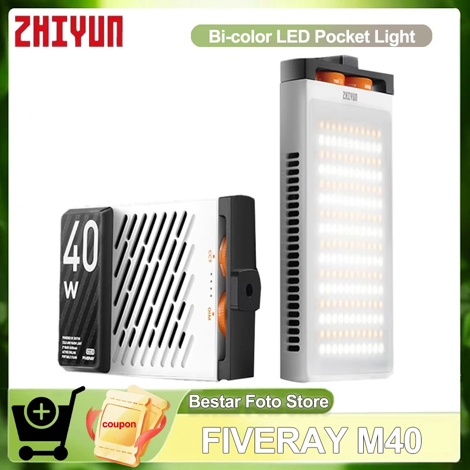 ZHIYUN FIVERAY M40 40W Luz de vídeo LED de bolso portátil bicolor para Lilvestream Camping ao ar livre Fotografia de vida morta