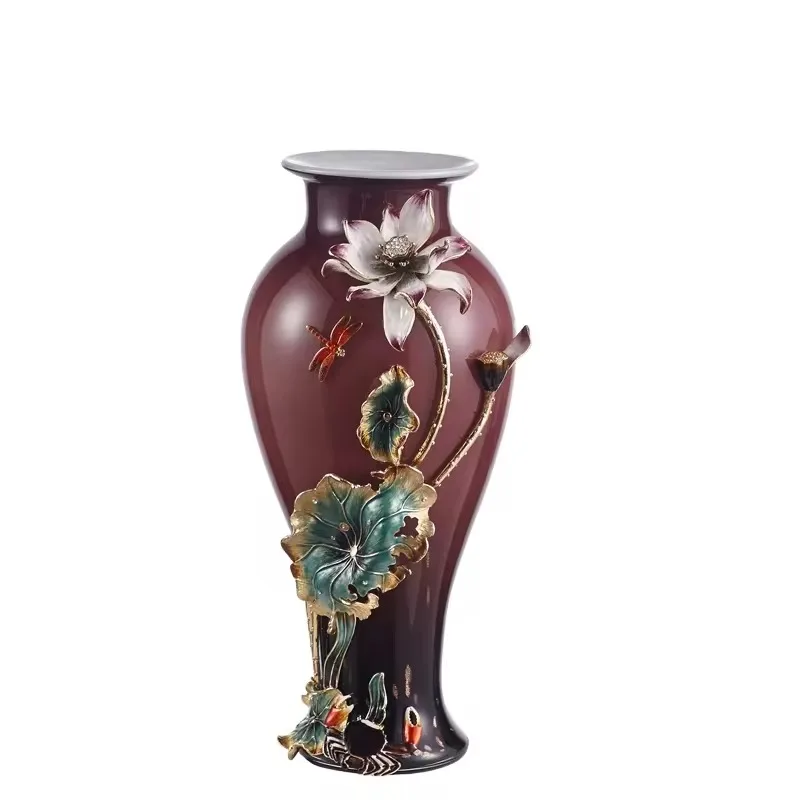 

Wholesale Home Decor Best Gifts Glass Table Hand Crafts Enamel Flower Vase florero de vidrio