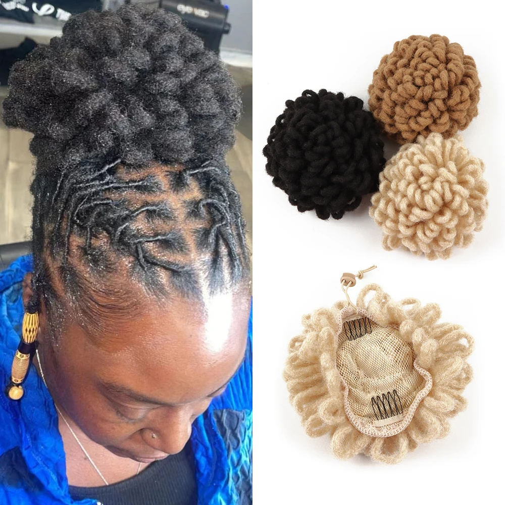 Orientfashion Dreaklocks High Afro Puff coda di cavallo Bun coulisse petalo crespo Chignon Faux Nu Locs estensioni dei capelli umani africani