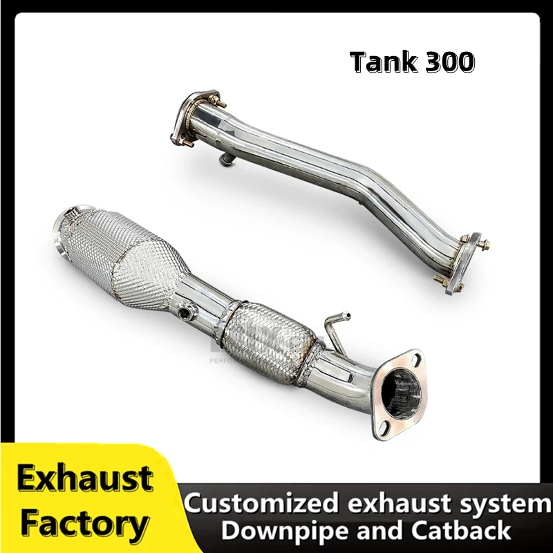 For tank 300 ADVENTURE/PREMIUM 2.0T 2019-2023 customized stainless steel head section high flow  exhaust system downpipe