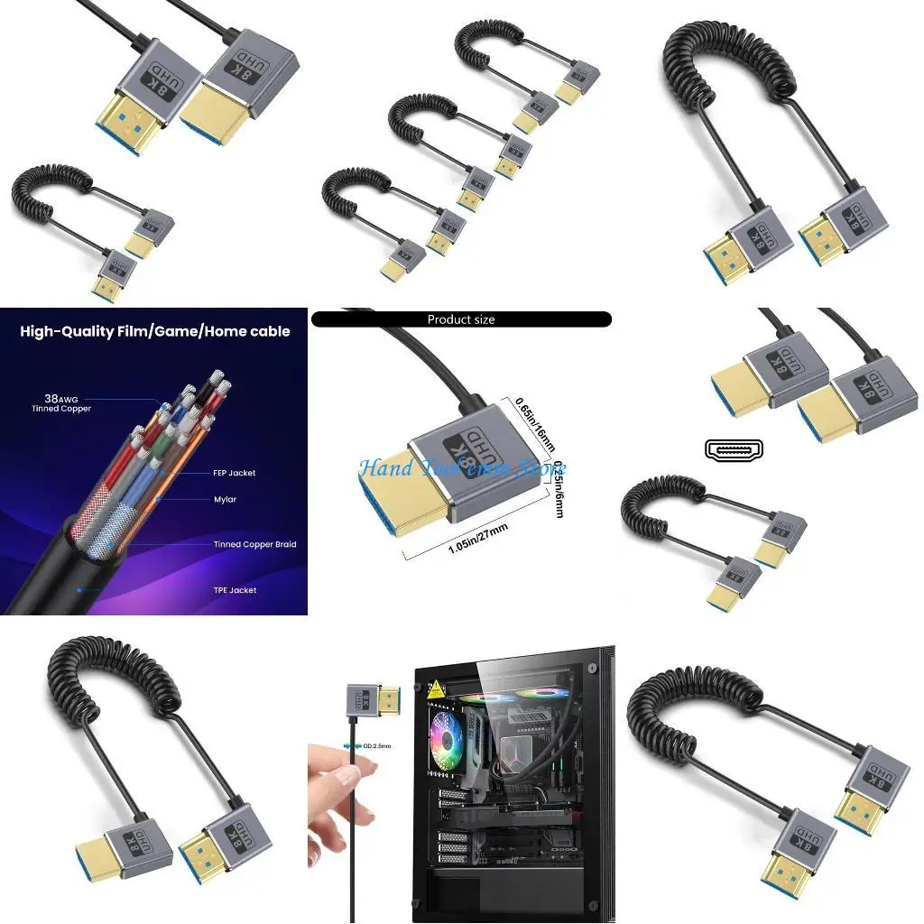 

H37F 2.1 Version Coiled Video Cord 8K@60Hz Extension Cable for 1080p Video Streaming