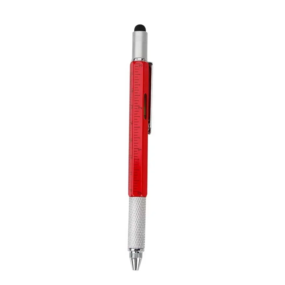 Multifunctional Tool Pen Construction Engineers Carpenters Ballpoint Pen Soft Rubber Tip Level Scale Bubble Level