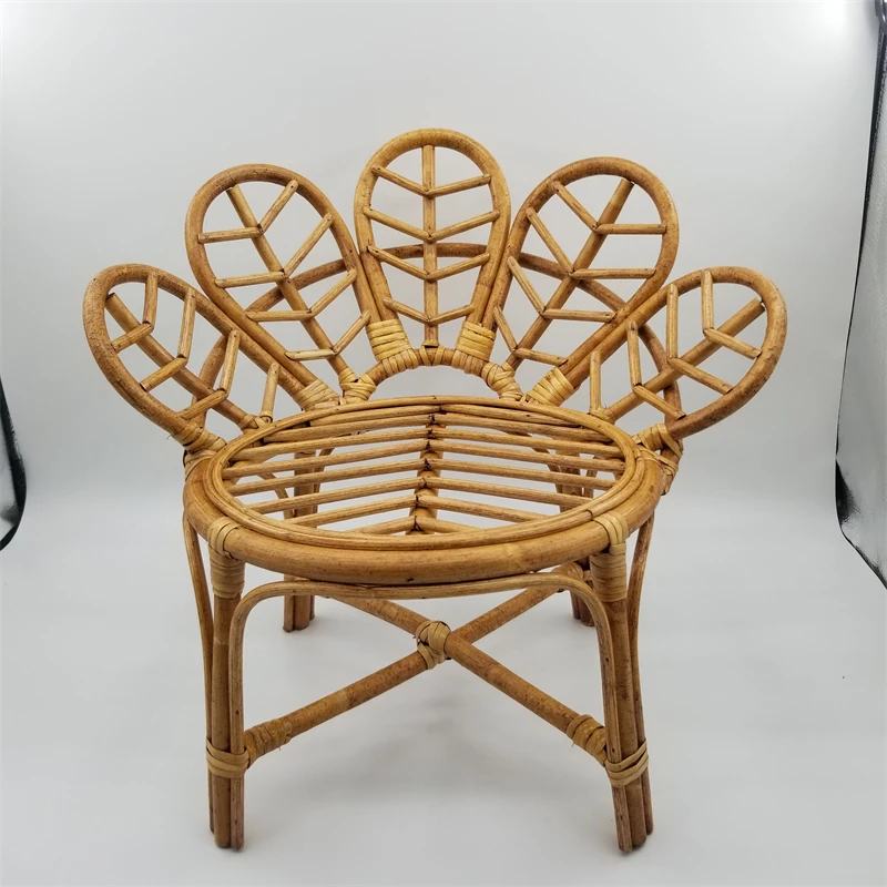 Newborn Photography Props Vintage Rattan Flower Chair Infant Basket Photoshoot Chair Bed Photo Posing Prop Baby Crib Accessories