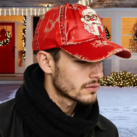 Red Baseball Hat Merry Christmas Twill Headwear Print Soft Sun Protection Ball Hats For Women Men Holiday Golf Christmas Gifts