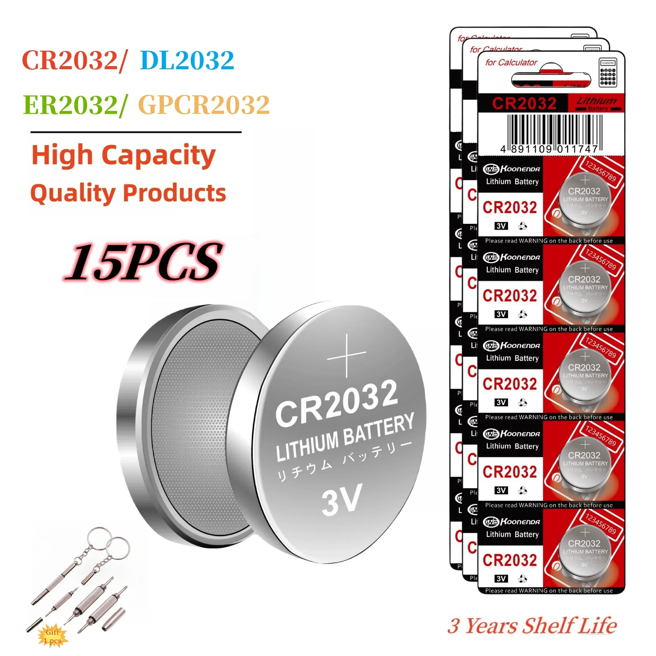 

15PCS CR2032 Lithium Coin Battery 210mAh Ultra High Capacity with Powerful 3V Output Specialty Technology for tv remote car fob