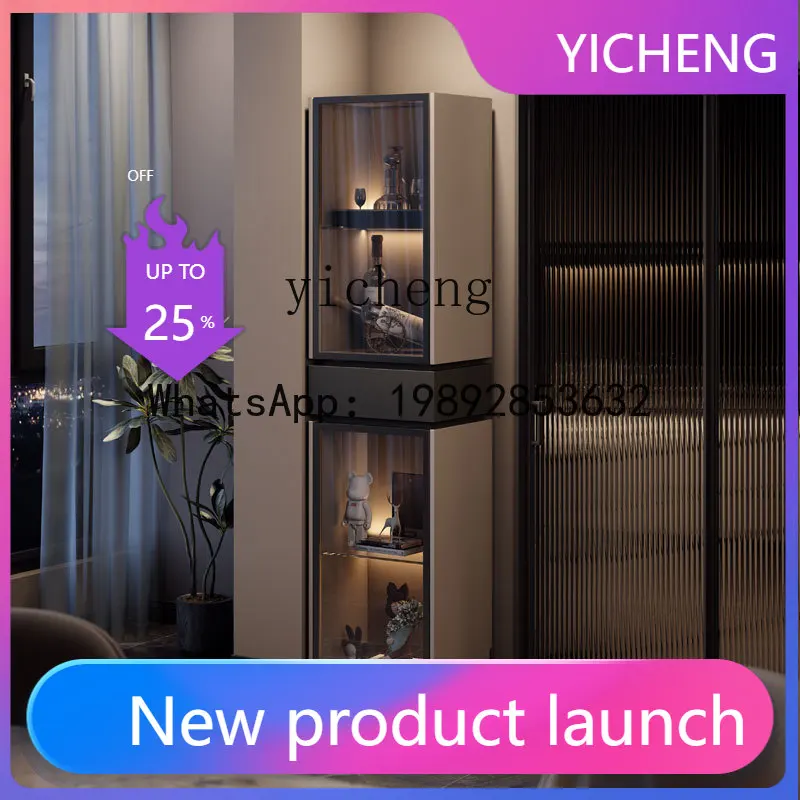 

LYY Минималистичный угловой шкаф Угловой шкаф для хранения в гостиной Кухонный уголок со стеклянной дверью Боковой шкаф