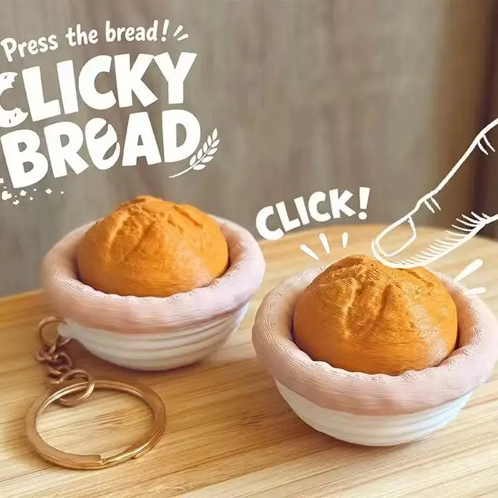 Realistic Butter Toast Fidget Clicker Toy Desktop Stress Relief Push Button Office Desk Decor Cute Food Figurine