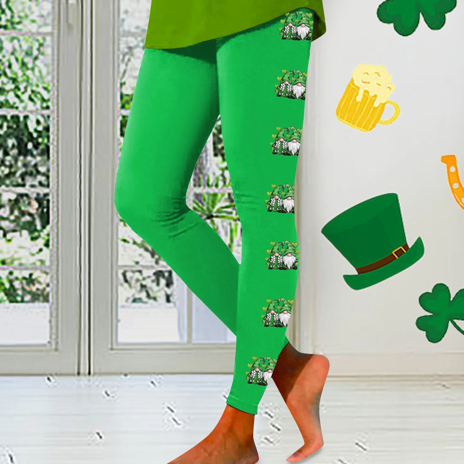 Damskie legginsy siłownia spodnie legginsy do jogi Saint Patricks St Paddys Day szczęśliwy zielony drukowane rajstopy Push Up