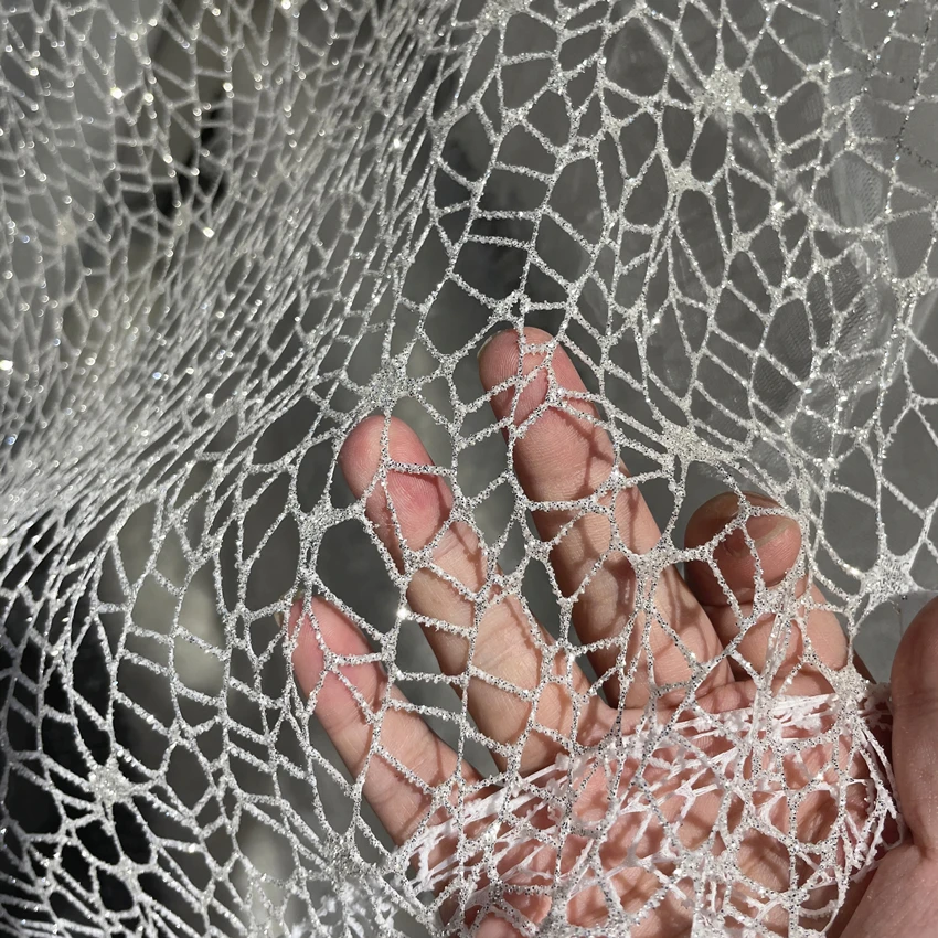 White Glitter Shiny Irregular  - огляд і ціна Crystal Mesh Fabric