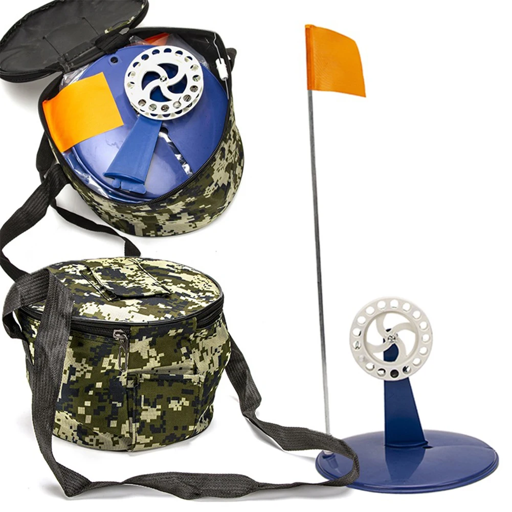 6 قطع من مستلزمات صيد الأسماك على الجليد، نظام كبح مريح، قضبان صيد بدون استخدام اليدين، ملحقات صيد الأسماك مع حقيبة صيد للخارجية #1