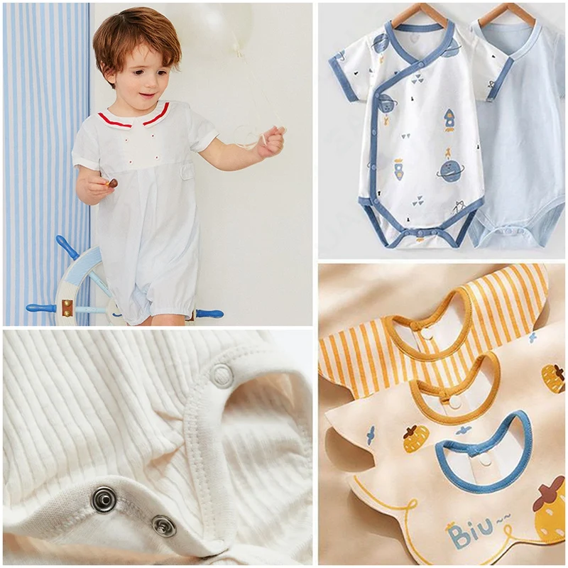 PWS 200 Sets Snap Buttons Rompers Snaps Craft Pliers Tool Prong Buckle Metal Ring Button Snaps Sewing Craft 9.5Mm, 10 Colors