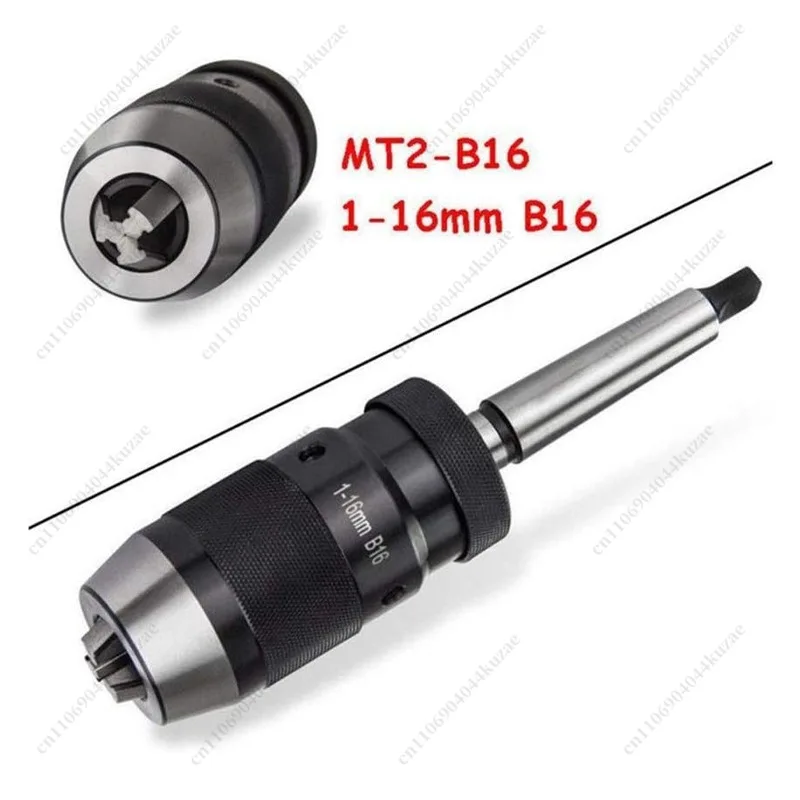 MT2-B18 1-16mm MK2 Taper Shank Self-Tightening Keyless Drill Chuck, Durable Steel Live Center Lathe Machine Accessory