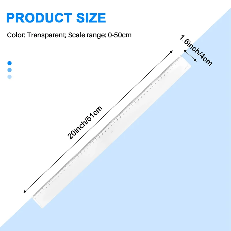 50Cm Clear Plastic Measuring Long Straight Centimeter Ruler