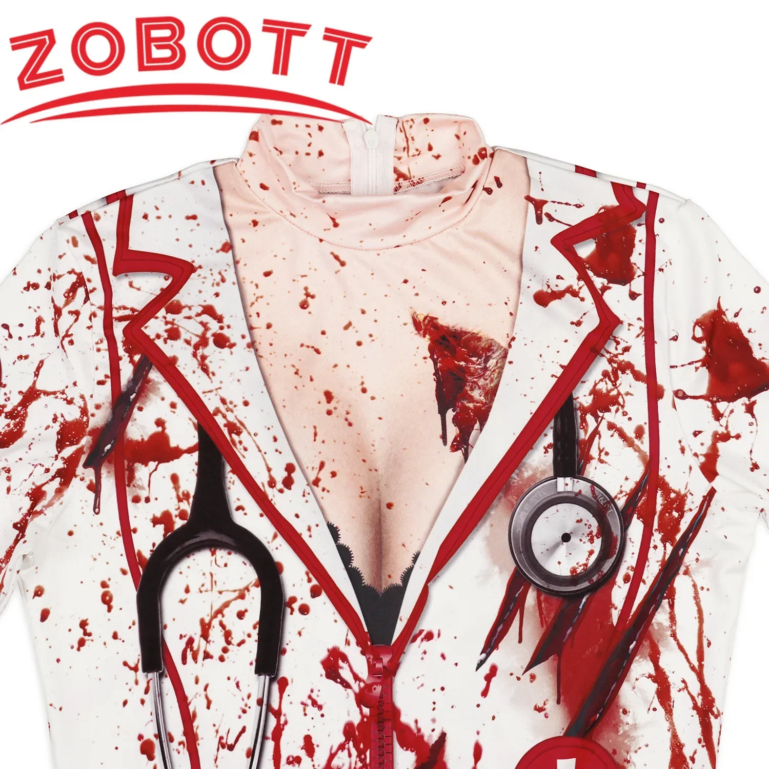 Uniforme d'infirmière de sang d'horreur d'halloween, Costumes de Cosplay pour femmes, uniforme squelette imprimé en 3D, robes de carnaval Sexy