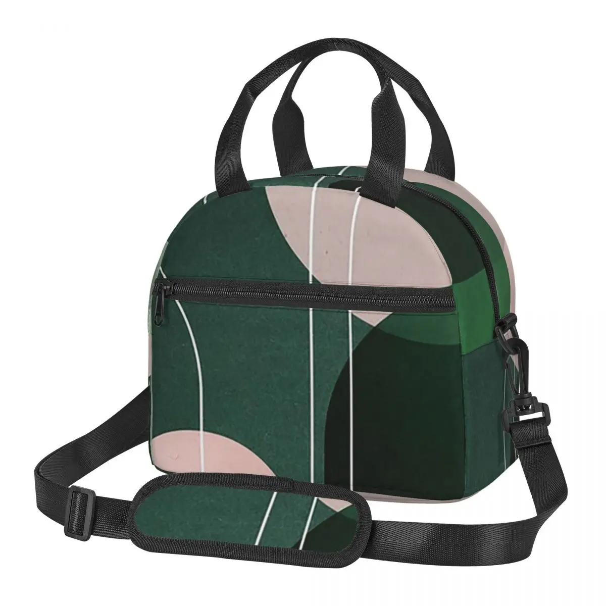 Mid Century Arches In Pink And Green 2 Insulated Lunch Bag for Women Bento Storage Food Boxes Leakproof Cooler Thermal Lunch Box