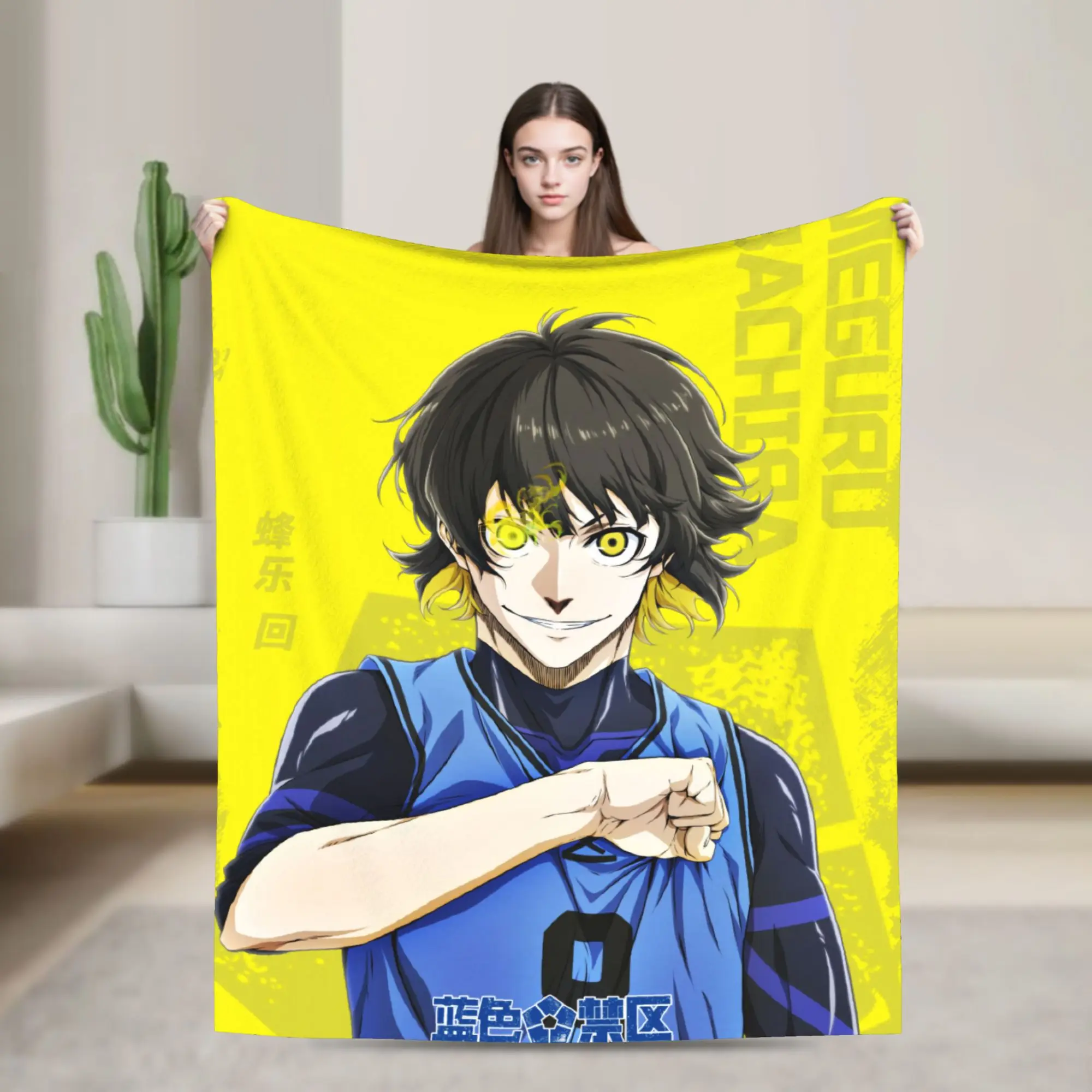 

Anime Blue Locks Blanket Velvet Printed Breathable Ultra-Soft Throw Blanket for Bed Office Plush Thin Quilt