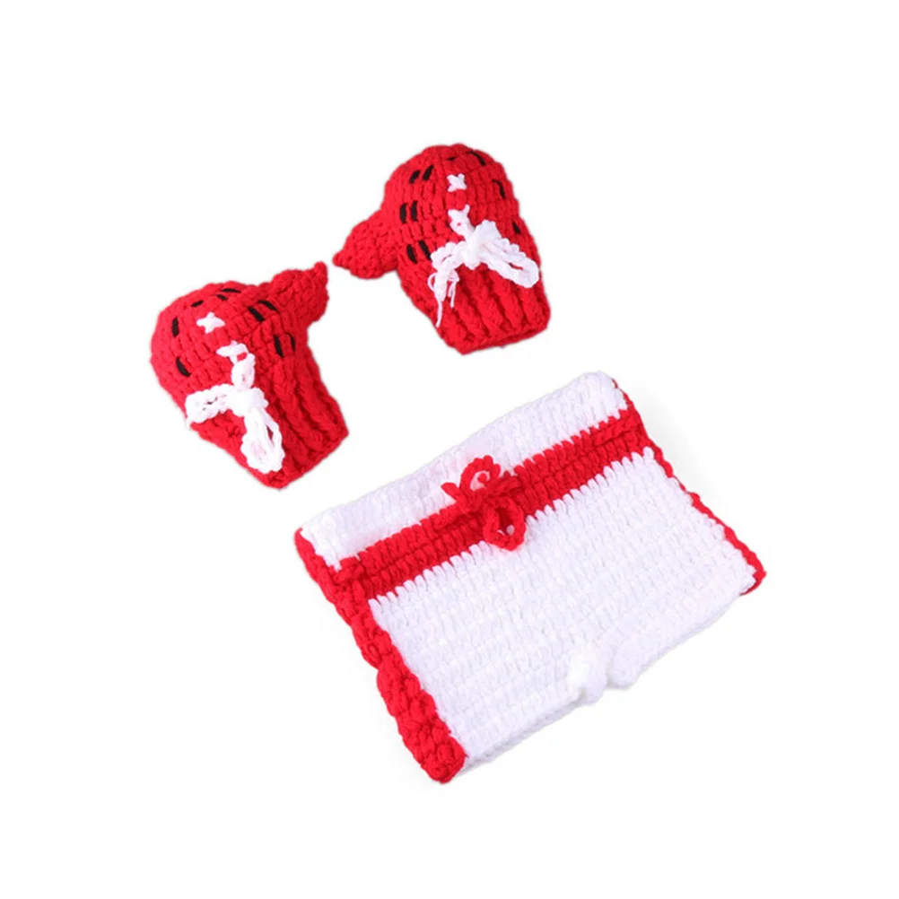 

Crochet Newborn Baby Outfits Boys Boxing Set Knitted Photo Props Costume Red Delicate Design Perfect Gift Baby Photo Props