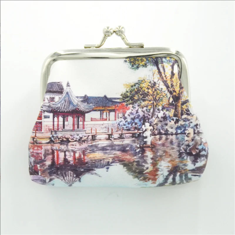 Classical Landscape Coin Purses Holder Women Mini Change Wallets Girl Money Bag Coin Bag Children Zipper Small Pouch Key Pockets