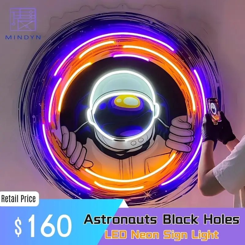 Custom LED Neon Sign Light Astronauts Black Holes Pop Art Room Decoration Wall Art Business Signboard UV Print