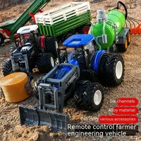 MN Farmer Harvester Car 1/24 Engineering Car Tractor Toy Model Sliding Farm Vehicle Boy Toy Car Model Diecast Simulation Car Set