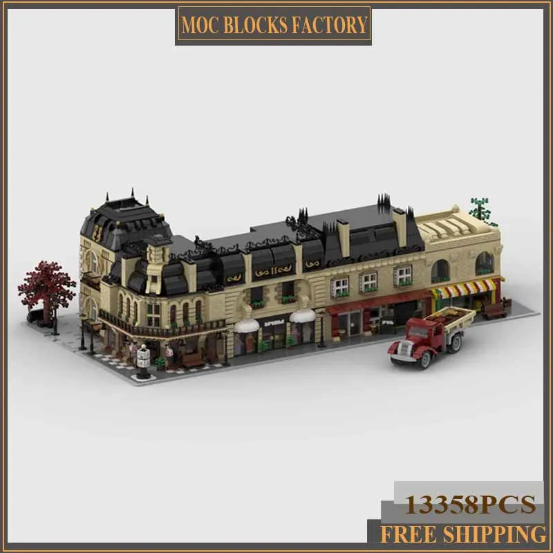 Technical Moc Bricks Retro Street View Model Old Street Modular Building Blocks Gifts Toys For Children DIY Sets Assembling