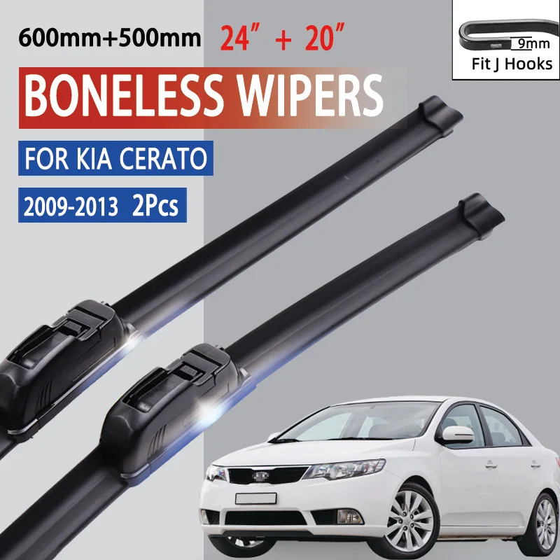 For Kia Cerato MK2 2009-2013 Car Front Wiper U-type Soft Rubber Boneless Wiper HD Quiet Durable Automotive Wiper 24\