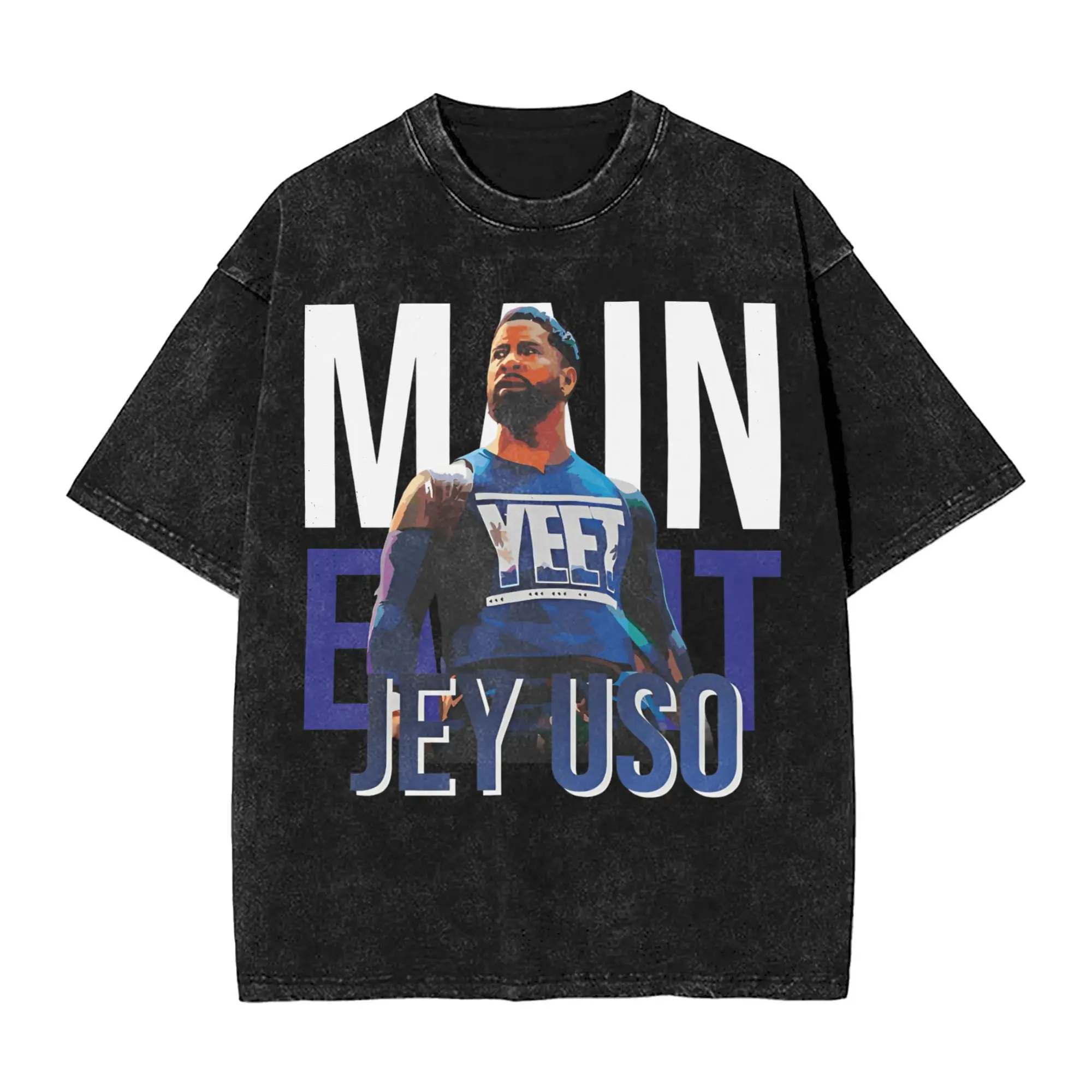 

Винтажная футболка с эффектом потертости Jey Uso Yeet, хлопковые футболки, модные мужские футболки, летние футболки с потрясающим принтом