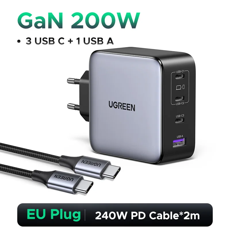 スマホアクセサリー UGREEN 4-Port GaN Fast Charger 200W UGREEN Nexode Charger GaN Fast 4-Port 200W – UGREEN Official Site