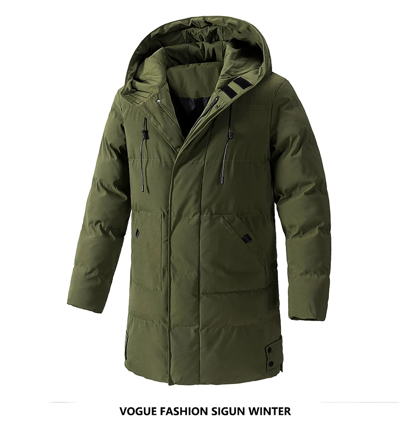 

Thicken Men Parkas Windproof Fashion Jackets Male Hooded Windbreaker Cotton Jacket Men's Winter Korean Style Jacket Fleece Parka