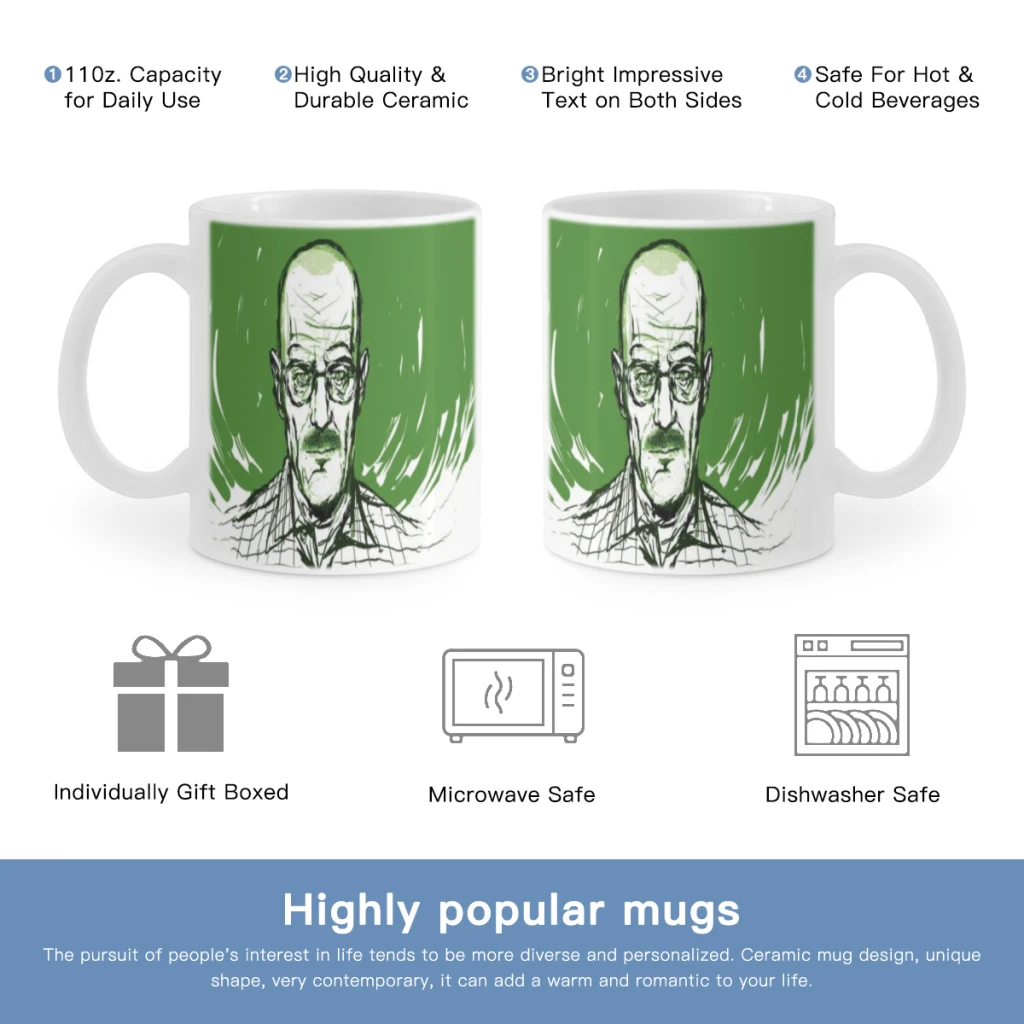 

Heisenberg Breaking Bad Case Free shipping Ceramic Cup Coffee Oatmeal Breakfast Cup Creative Personality Mug